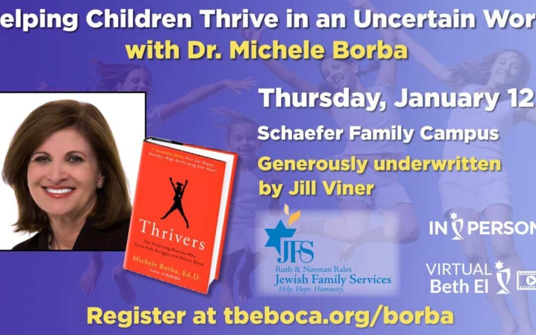 Temple Beth El in Conjunction with Jewish Family Service Host Award Winning Author on Parenting Post Pandemic